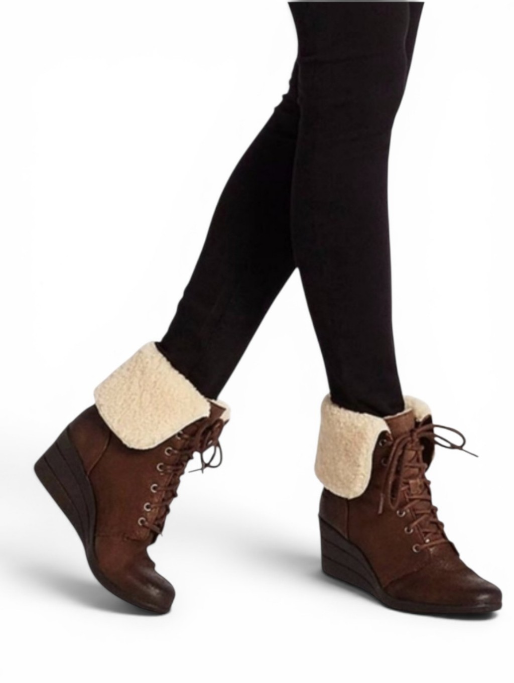 Ugg Zea Waterproof Wedge Ankle Boots With Shearling Light Brown Size 9